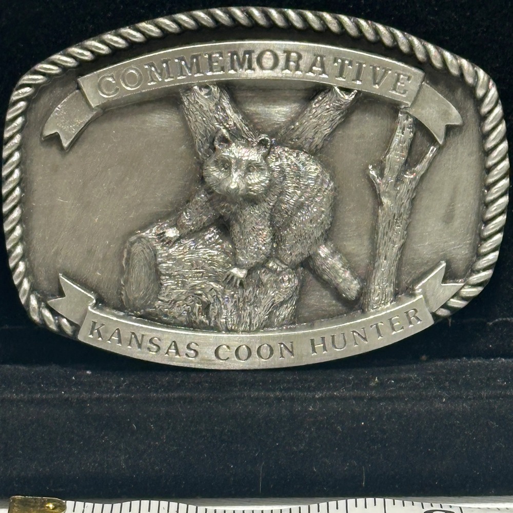 Vintage 1984 Kansas Coon Hunter Raccoon Belt Buckle S&S Limited Edition 477/1000